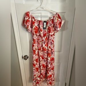 Bohoo Floral Off The Shoulder Midi Dress